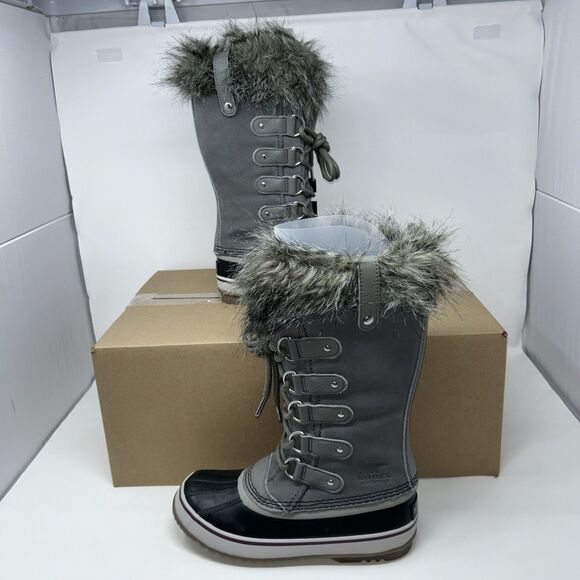 Sorel Joan of Arctic Women’s 6 Grey Waterproof Fur Winter Snow Boot STORE MODEL - Picture 1 of 16